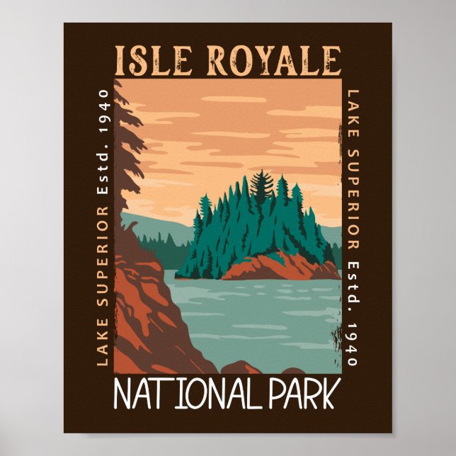 Póster Parque nacional Isle Royale Lago Superior (Frente)