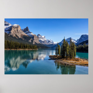 Póster Parque nacional Jasper, Lago y Montañas de Canadá