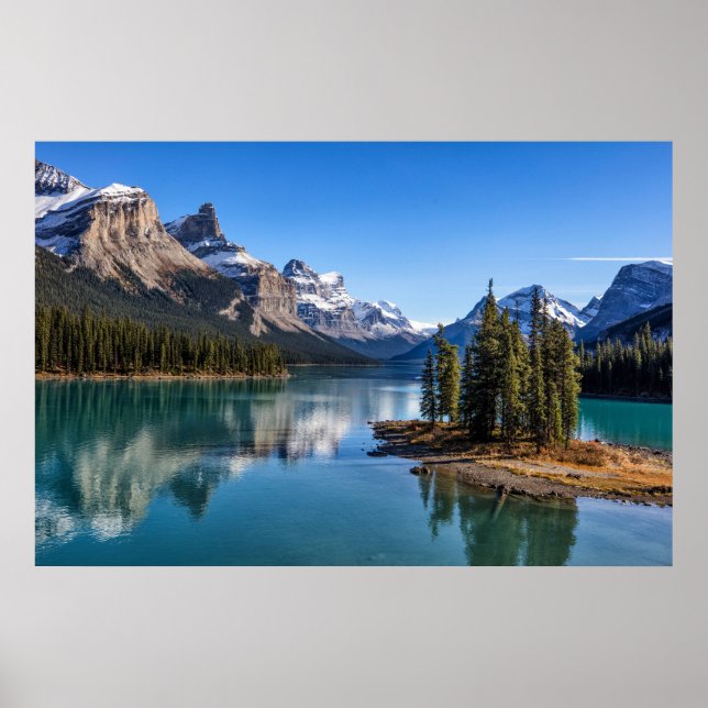 Póster Parque nacional Jasper, Lago y Montañas de Canadá (Frente)