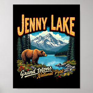 Póster Parque Nacional Jenny Lake Viaje Vintage Vacacione
