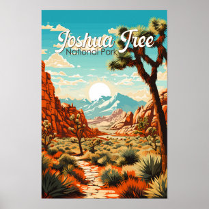 Póster Parque nacional Joshua Tree Ilustracion Retro