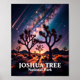 Póster Parque Nacional Joshua Tree Noche Cielo Vía Láctea