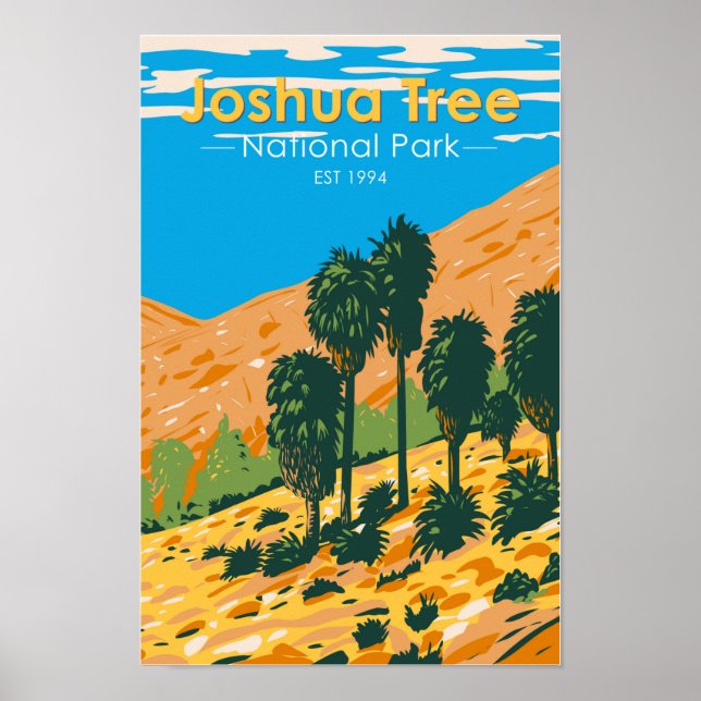 Póster Parque nacional Joshua Tree Oasis de las Palmas Fo (Frente)