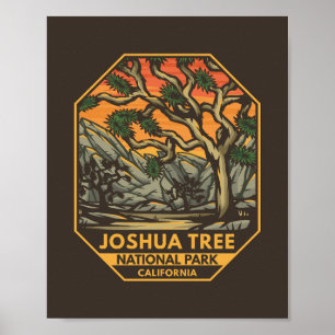 Póster Parque nacional Joshua Tree Sunset Retro Emblem