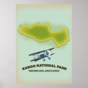 Póster Parque Nacional Karoo Western Cape Sudáfrica mapa