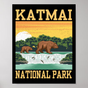 Póster Parque Nacional Katmai Alaska Oso Senderismo Exter