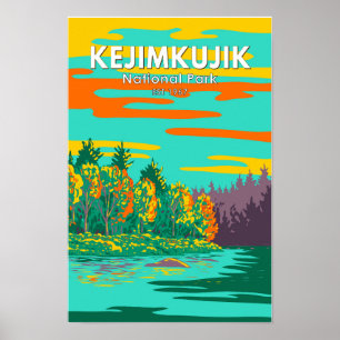 Póster Parque Nacional Kejimkujik Still Brook Canadá Retr