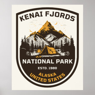 Póster Parque Nacional Kenai Fjords Actividades al aire l