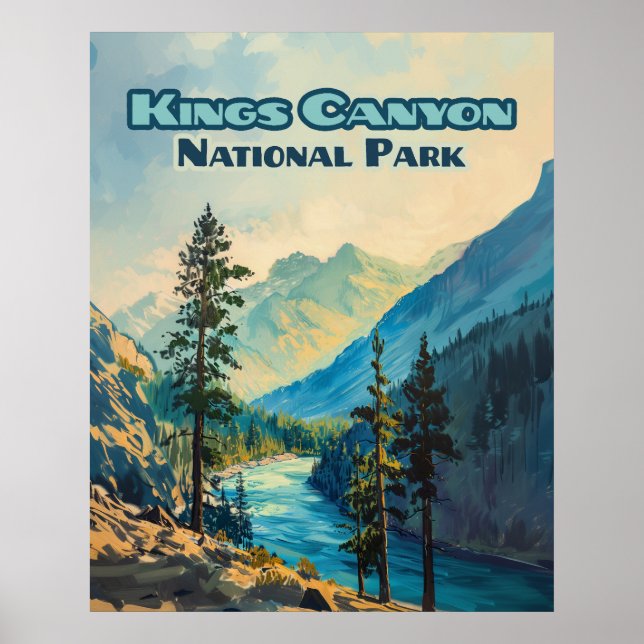 Póster Parque nacional Kings Canyon California Vintage (Frente)