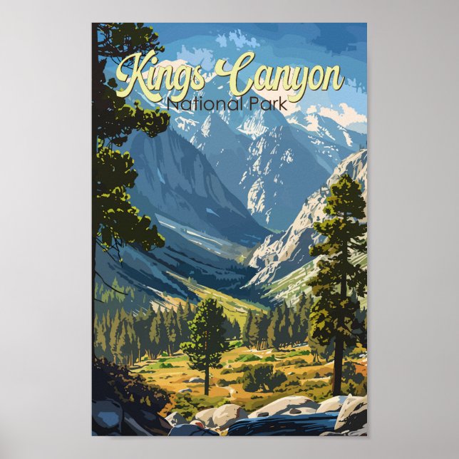Póster Parque nacional Kings Canyon Ilustracion Viajes Ar (Frente)