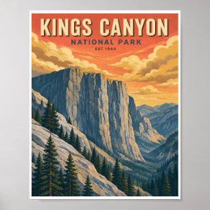Póster Parque Nacional Kings Canyon Vintage Travel