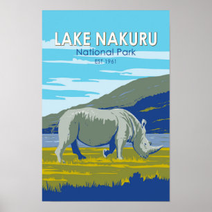 Póster Parque nacional Lago Nakuru Viaje de rinocerontes 