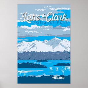 Póster Parque nacional Lake Clark Ilustracion Viajes