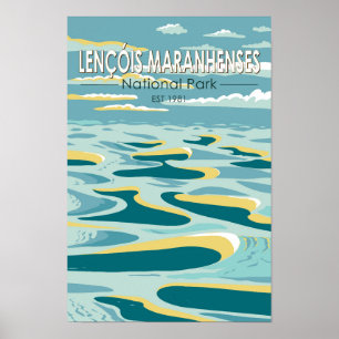 Póster Parque nacional Lencois Maranhenses Brasil Vintage