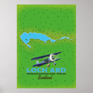 Póster Parque nacional Loch Ard Trossachs, Mapa Stirling