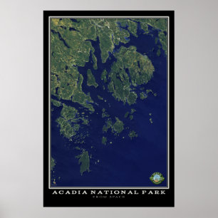 Póster Parque nacional Maine del Acadia del satélite del
