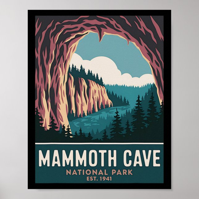 Póster Parque Nacional Mammoth Cave Camping Vintage Sende (Frente)