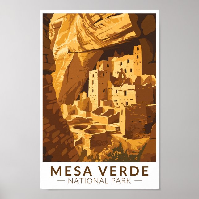 Póster Parque nacional Mesa Verde Acanto Palacio de Viaje (Frente)
