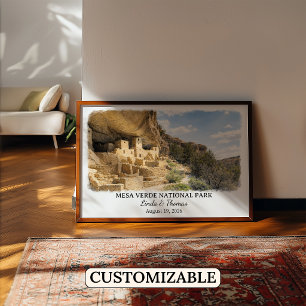 Póster Parque Nacional Mesa Verde Colorado, Acuarela