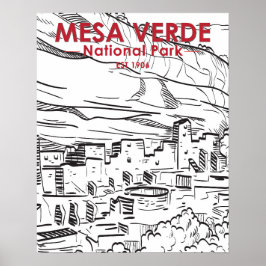 Póster Parque nacional Mesa Verde Vintage de Colorado