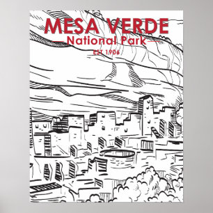 Póster Parque nacional Mesa Verde Vintage de Colorado