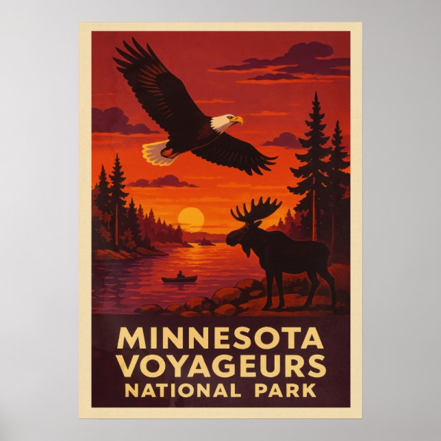 Póster Parque nacional Minnesota Voyageurs V02 (Frente)