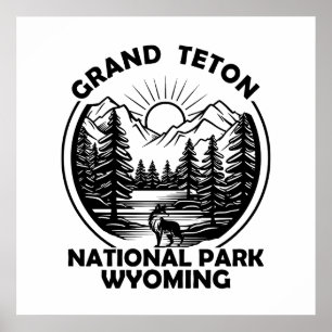 Póster Parque Nacional montañas Grand Teton Wyoming