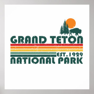 Póster Parque Nacional montañas Grand Teton Wyoming