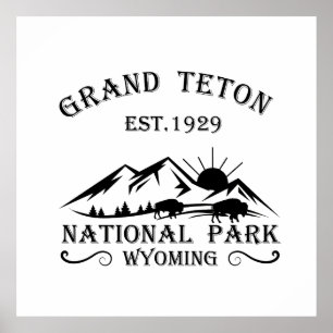 Póster Parque Nacional montañas Grand Teton Wyoming