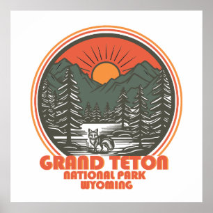 Póster Parque Nacional montañas Grand Teton Wyoming