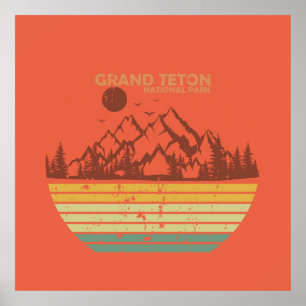 Póster Parque Nacional montañas Grand Teton Wyoming