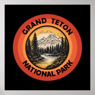 Póster Parque Nacional montañas Grand Teton Wyoming