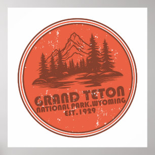 Póster Parque Nacional montañas Grand Teton Wyoming
