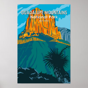 Póster Parque Nacional Montañas Guadalupe Texas Vintage