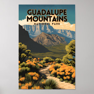 Póster Parque nacional Montañas Guadalupe Viaje Retro
