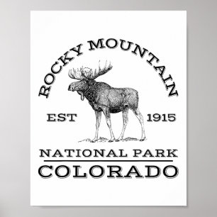 Póster Parque Nacional Montañas Rocosas Colorado Alce Cam