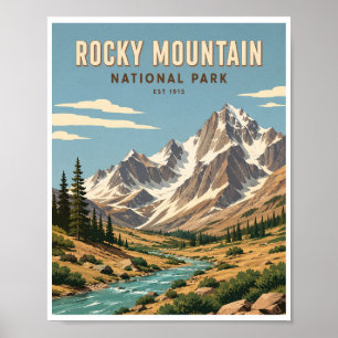 Póster Parque Nacional Montañas Rocosas Viaje Antiguo