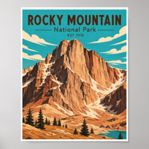 Póster Parque Nacional Montañas Rocosas Vintage