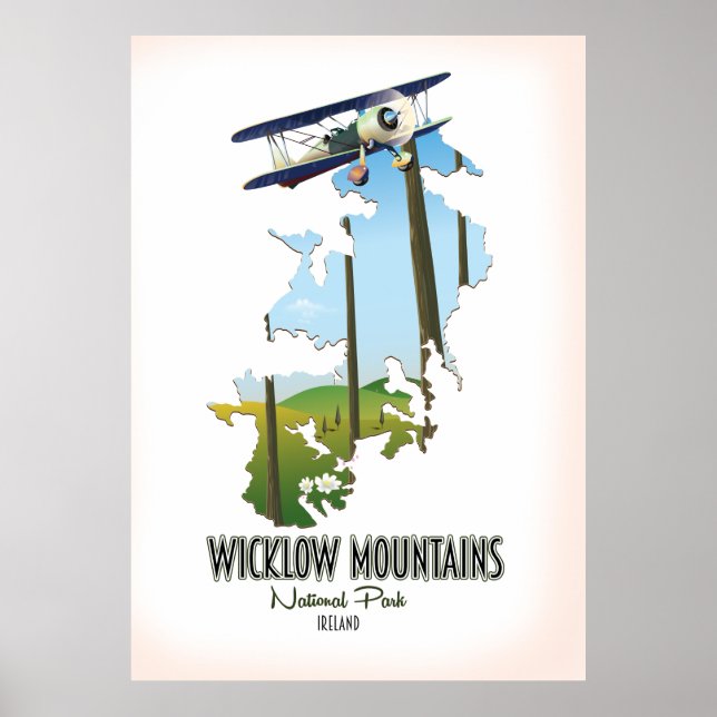 Póster parque nacional montañas wicklow irlanda mapa (Frente)