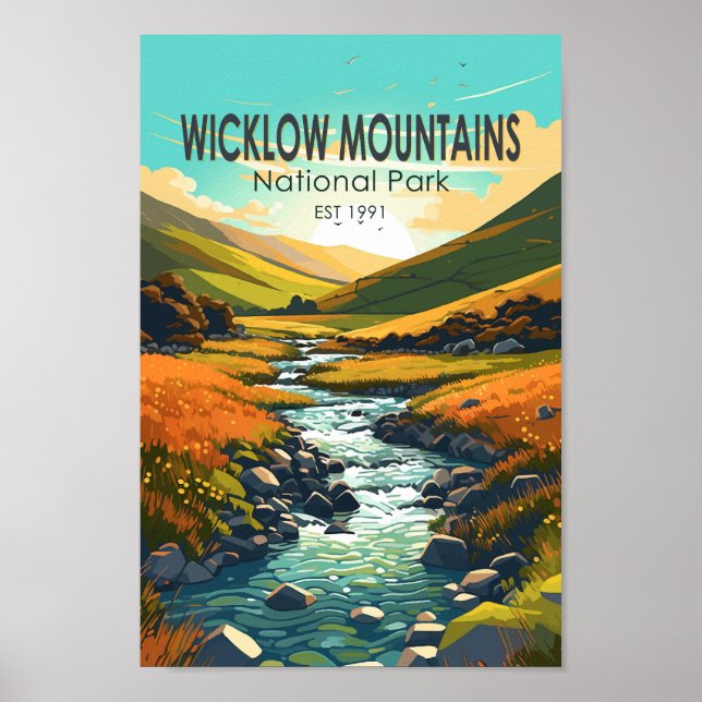 Póster Parque nacional Montañas Wicklow Irlanda Río Art (Frente)