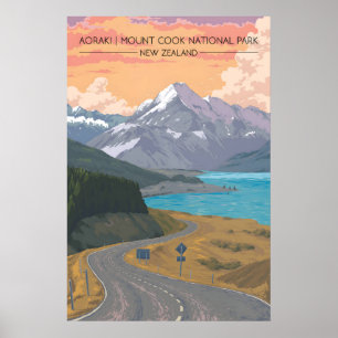 Póster Parque Nacional Monte Cook Aoraki Nueva Zelanda Vi