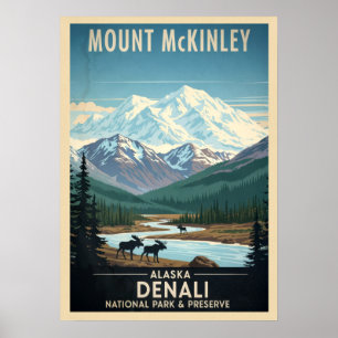 Póster Parque nacional Monte McKinley - Alaska Denali
