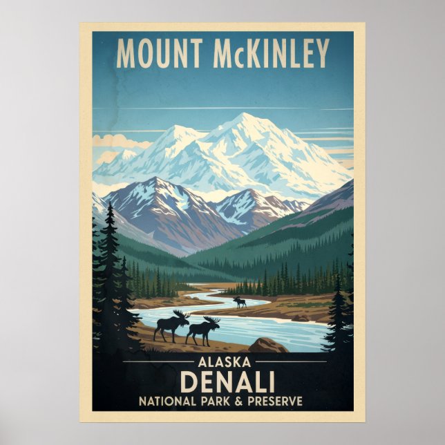 Póster Parque nacional Monte McKinley - Alaska Denali (Frente)