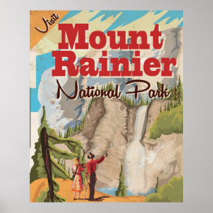 Póster Parque nacional Monte Rainier Poster de Viajes de 