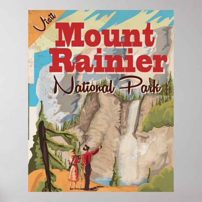 Póster Parque nacional Monte Rainier Poster de Viajes de  (Frente)