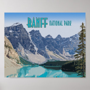 Póster Parque nacional Moraine Lake Banff Canada Vintage