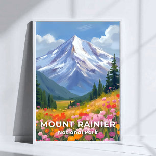 Póster Parque Nacional Mount Rainier Viajes a Washingto