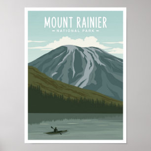 Póster Parque Nacional Mount Rainier Washington Viajes