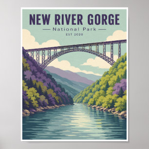 Póster Parque Nacional New River Gorge Vintage Travel