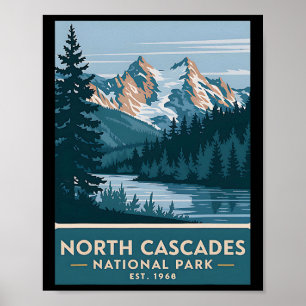 Póster Parque Nacional North Cascades Camping Vintage Hom